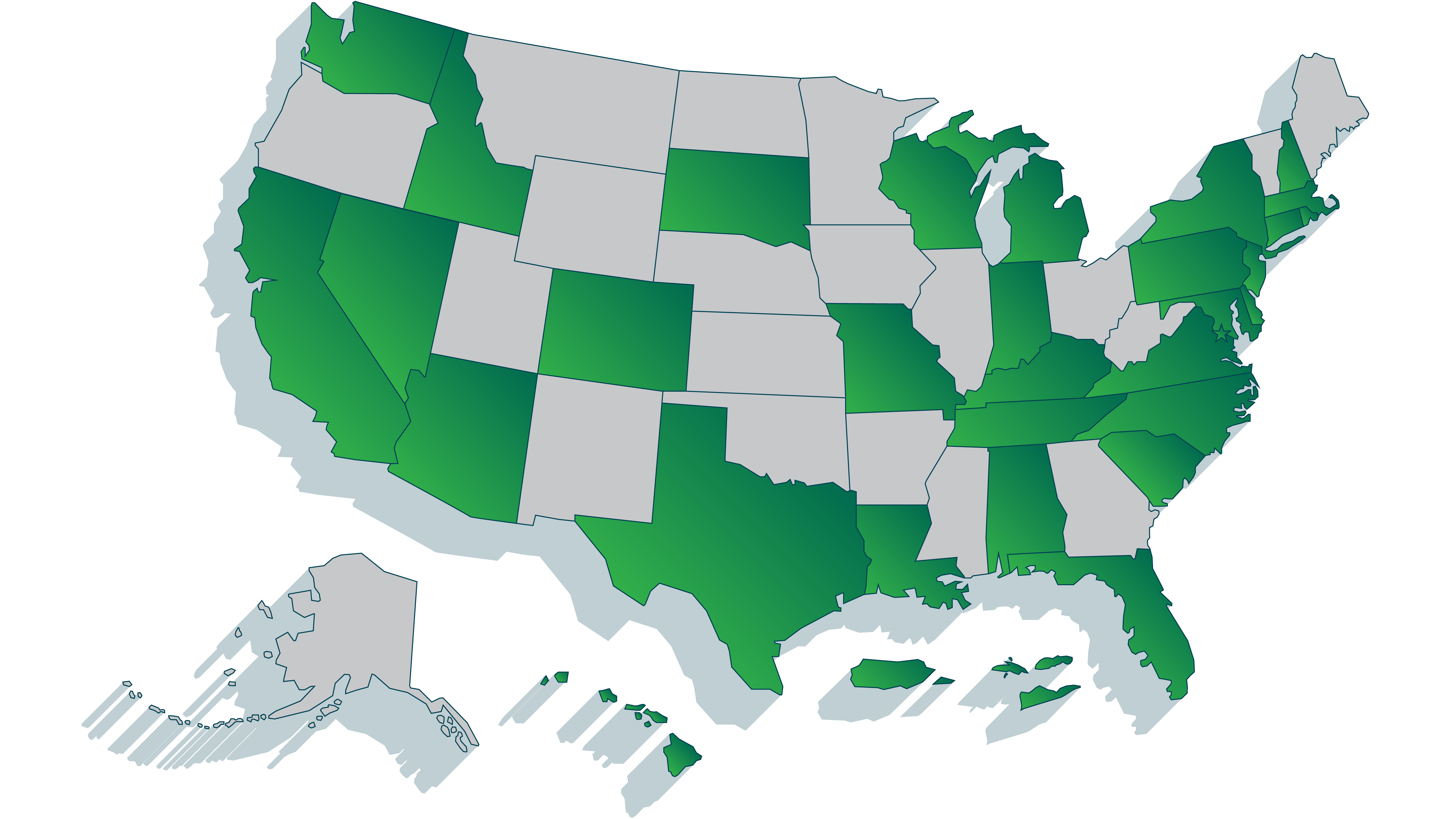 Graphic of a map of states where NAF academies are present