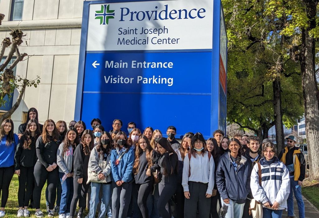 NAF students pose for a photo outside Providence Saint Joseph Medical Center